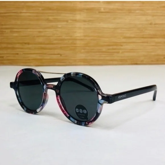 KOMONO Round Sunglasses NEW The Vivien Floral Black Pink NWT  display picture 1